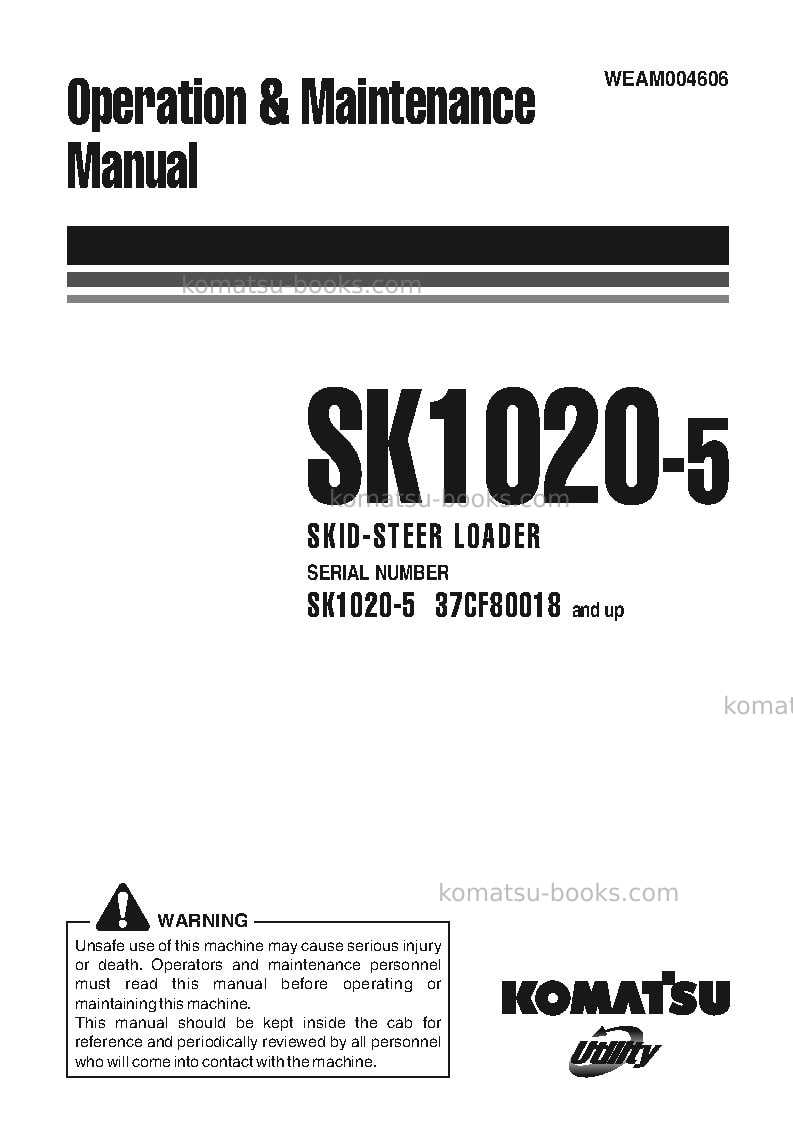 Komatsu sk1020-5ita Operation manual cover