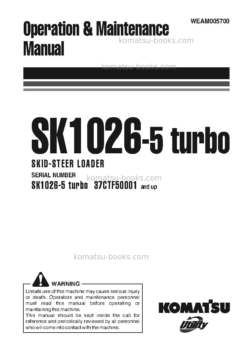 Komatsu sk1026-5ita Operation manual cover Komatsu sk1026-5ita Operation manual cover