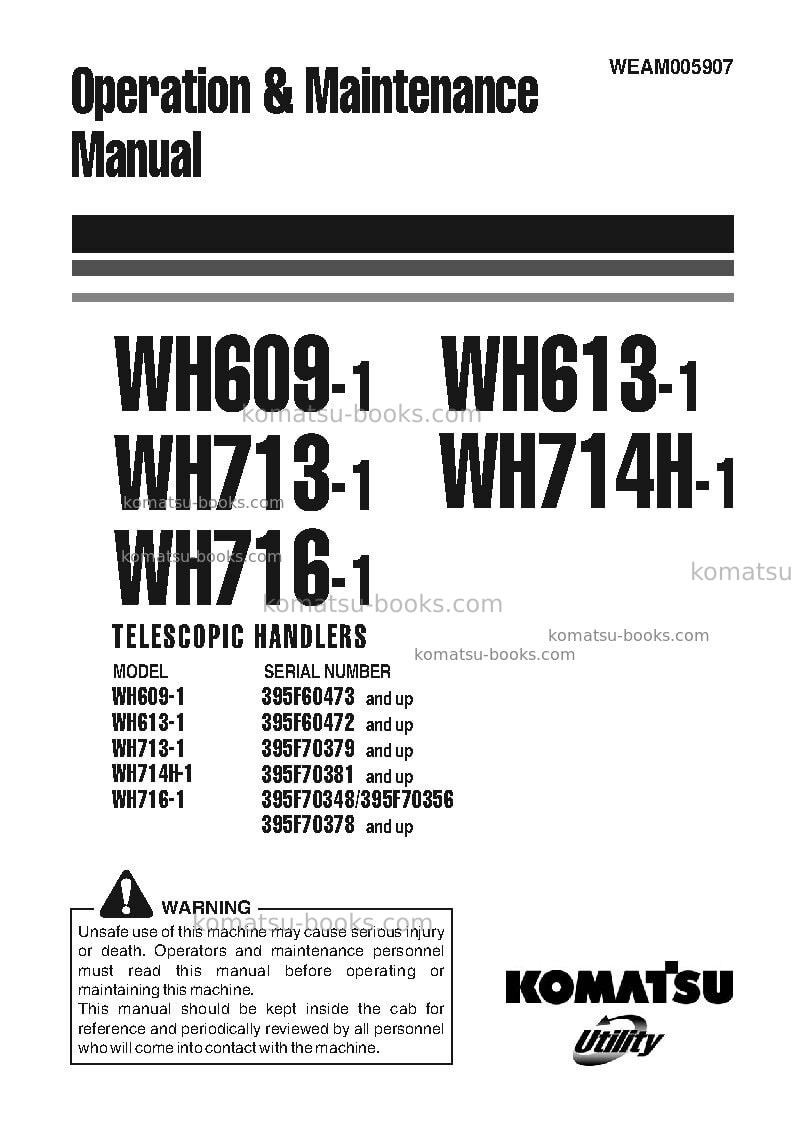 Komatsu wh716-1ita Operation manual cover Komatsu wh716-1ita Operation manual cover
