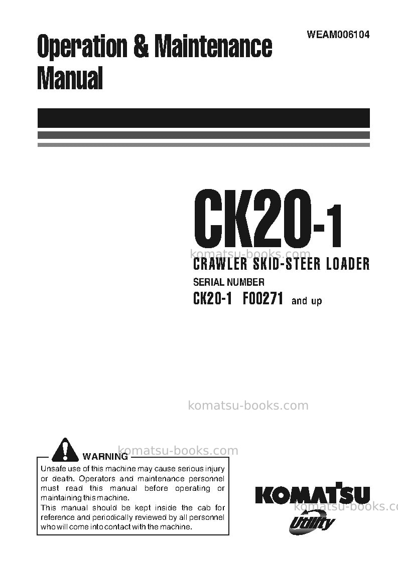 Komatsu ck20-1ita Operation manual cover Komatsu ck20-1ita Operation manual cover