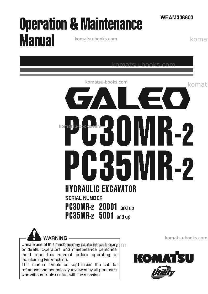Komatsu pc30mr-2ita Operation manual cover Komatsu pc30mr-2ita Operation manual cover