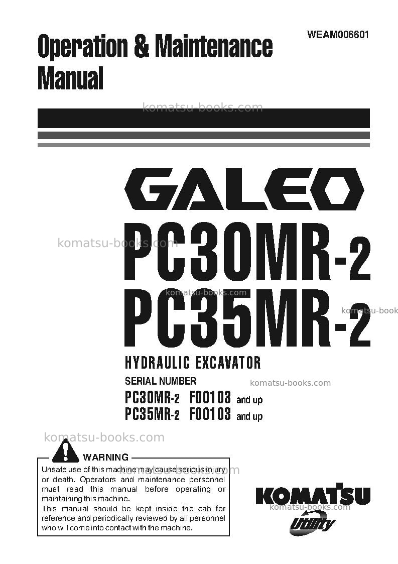 Komatsu pc30mr-2ita Operation manual cover Komatsu pc30mr-2ita Operation manual cover
