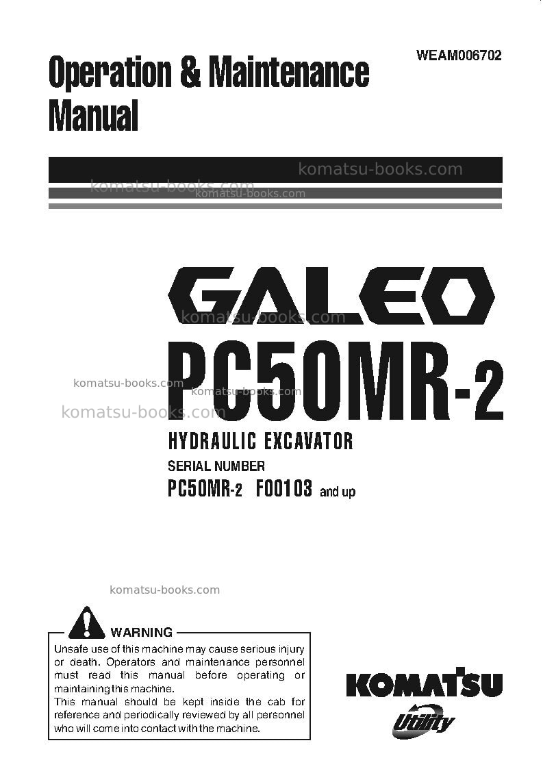 Komatsu pc50mr-2ita Operation manual cover Komatsu pc50mr-2ita Operation manual cover