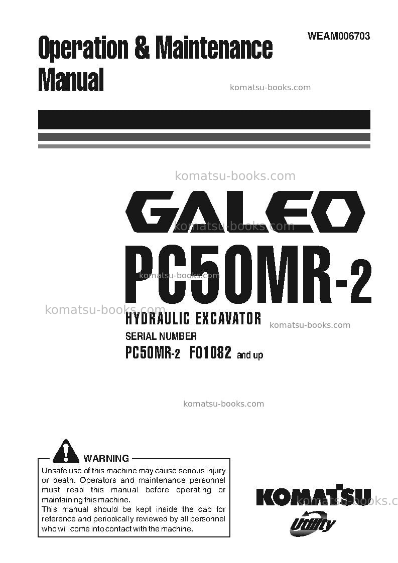 Komatsu pc50mr-2ita Operation manual cover Komatsu pc50mr-2ita Operation manual cover