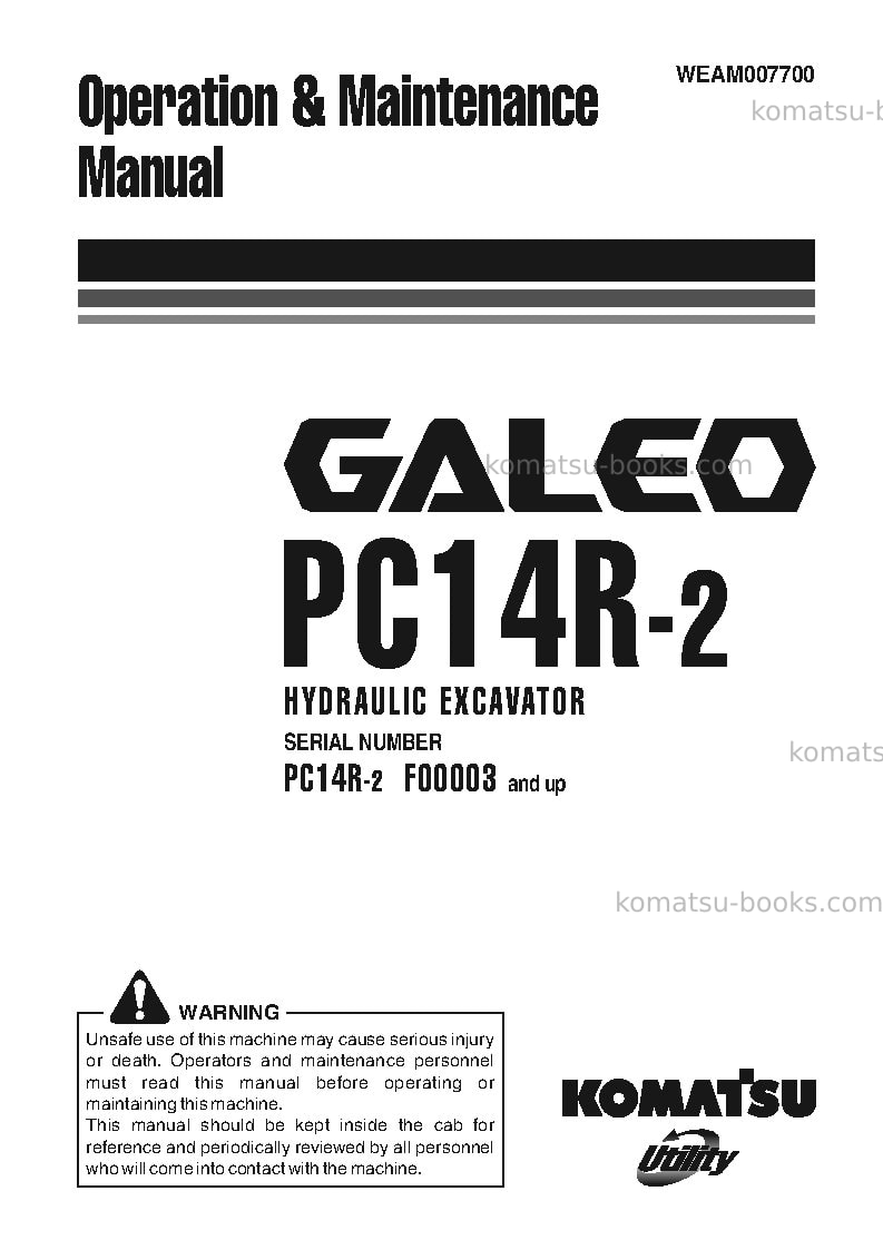 Komatsu pc14r-2ita Operation manual cover Komatsu pc14r-2ita Operation manual cover