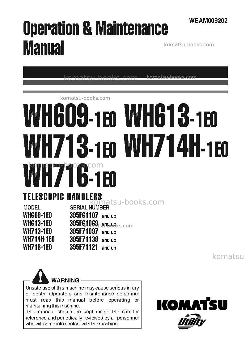 Komatsu wh714h-1ita-tier 3 Operation manual cover