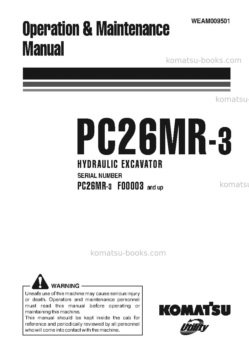 Komatsu pc26mr-3ita Operation manual cover Komatsu pc26mr-3ita Operation manual cover