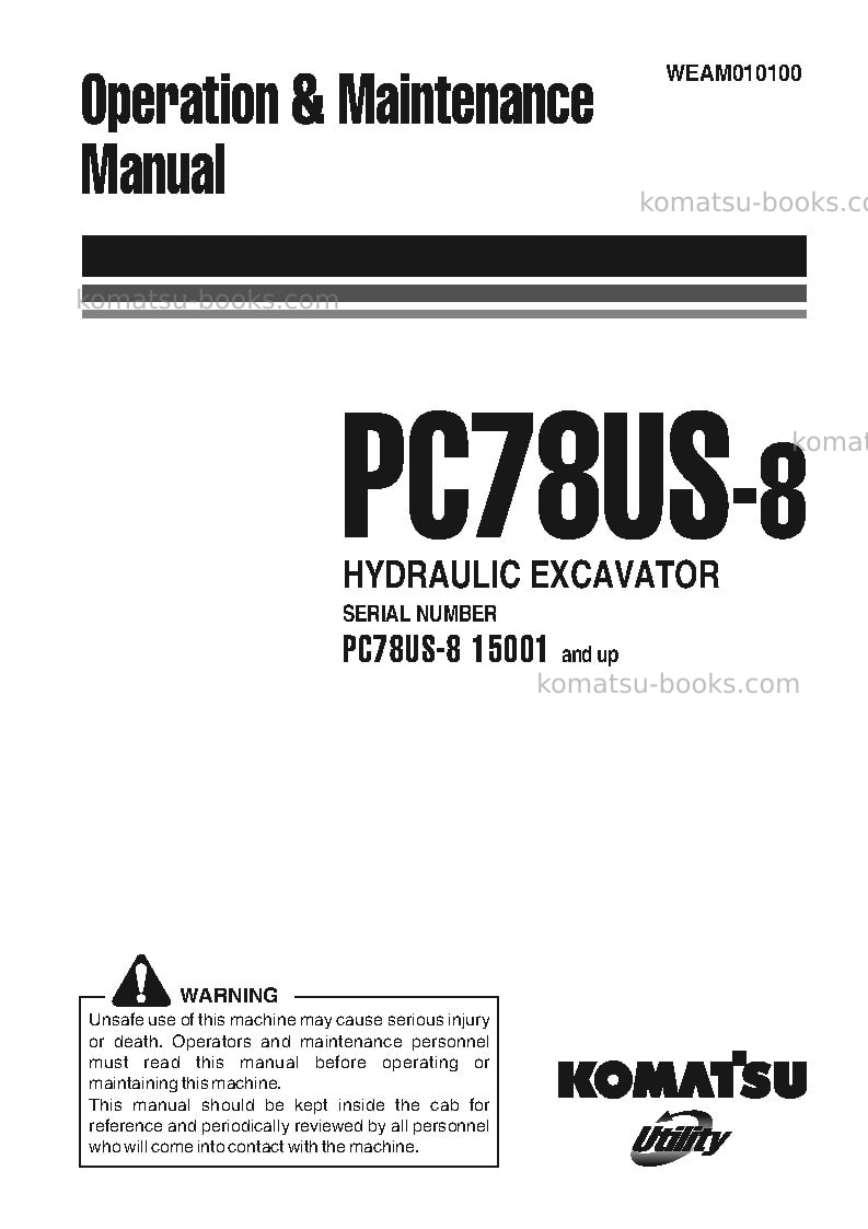 Komatsu pc78us-8jpn-for eu Operation manual cover Komatsu pc78us-8jpn-for eu Operation manual cover