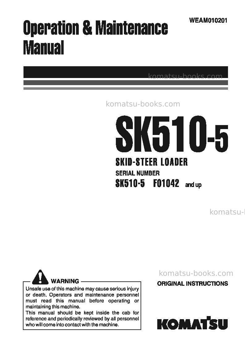 Komatsu sk510-5ita Operation manual cover