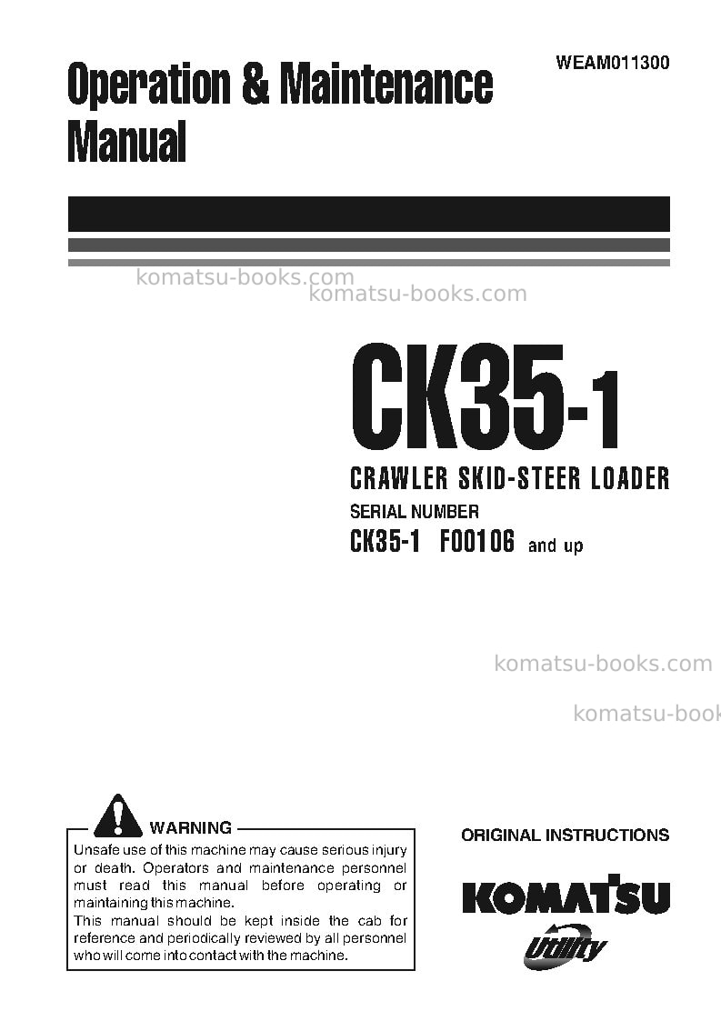 Komatsu ck35-1ita Operation manual cover Komatsu ck35-1ita Operation manual cover