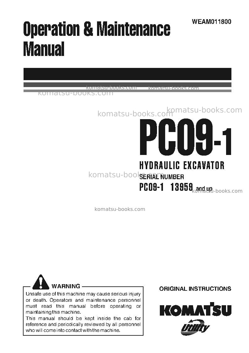Komatsu pc09-1ita Operation manual cover Komatsu pc09-1ita Operation manual cover