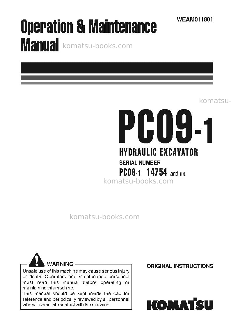 Komatsu pc09-1ita Operation manual cover Komatsu pc09-1ita Operation manual cover