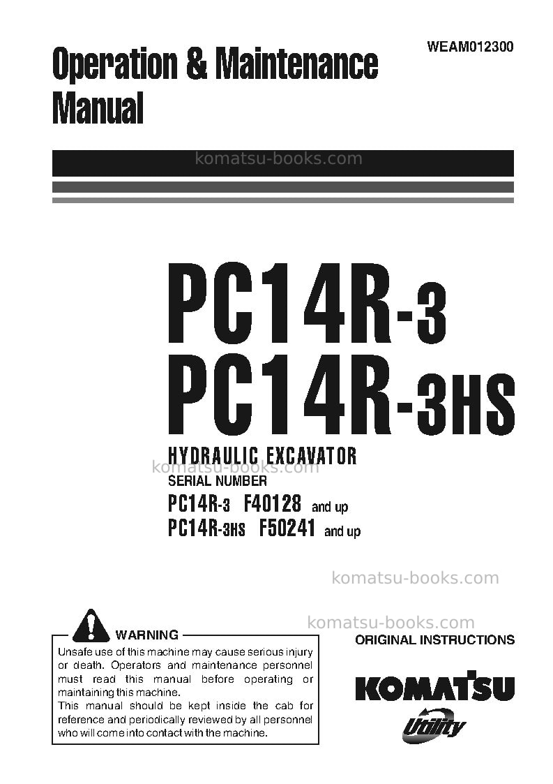 Komatsu pc14r-3ita Operation manual cover Komatsu pc14r-3ita Operation manual cover