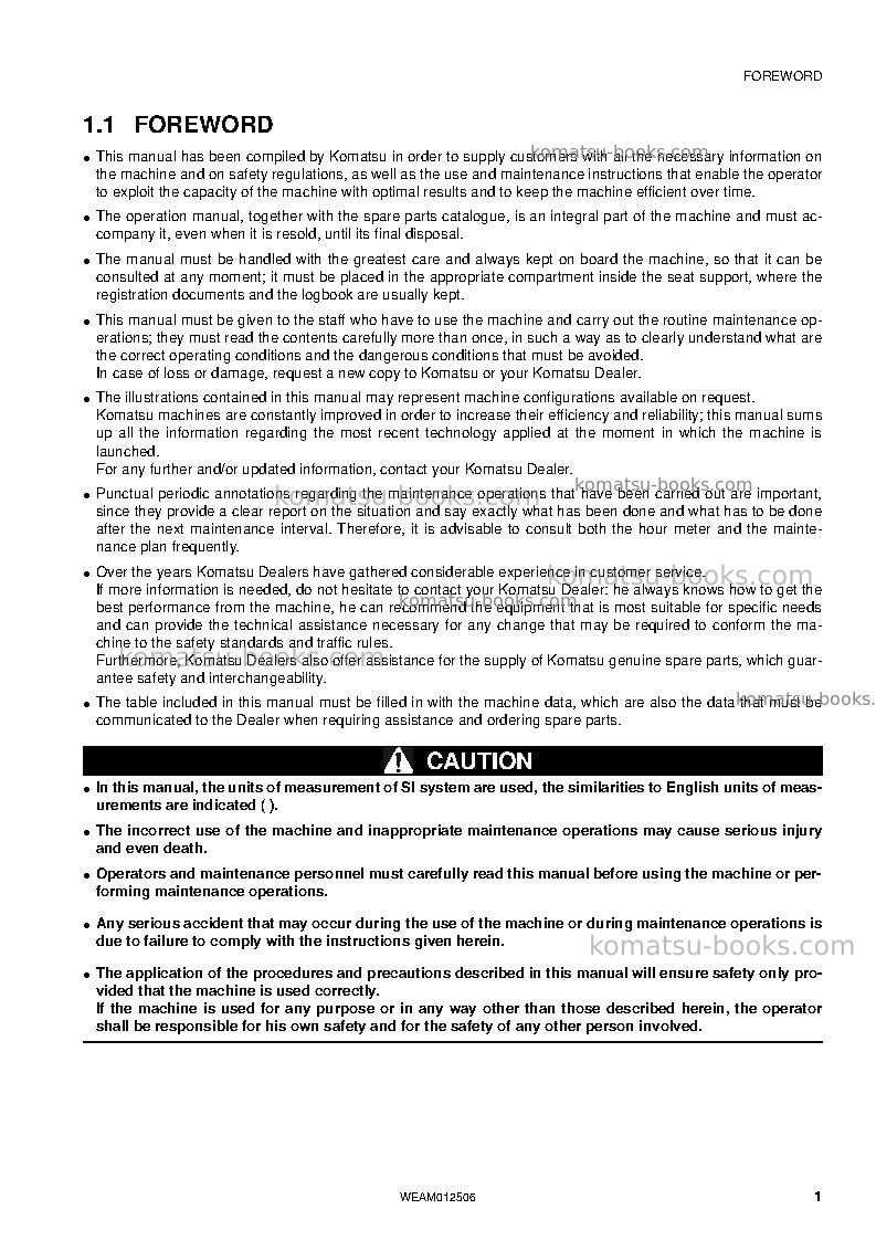 Komatsu pc26mr-3ita Operation manual cover