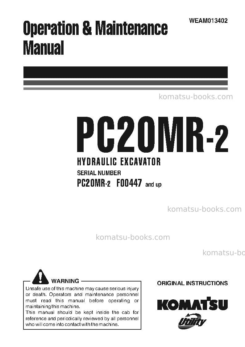 Komatsu pc20mr-2ita Operation manual cover Komatsu pc20mr-2ita Operation manual cover