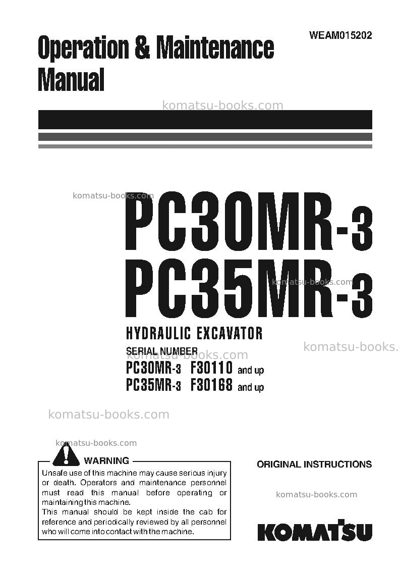 Komatsu pc30mr-3ita Operation manual cover Komatsu pc30mr-3ita Operation manual cover