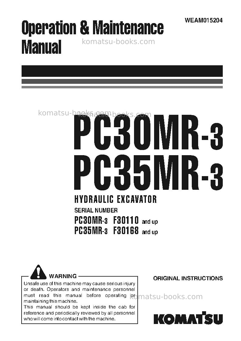 Komatsu pc35mr-3ita Operation manual cover Komatsu pc35mr-3ita Operation manual cover