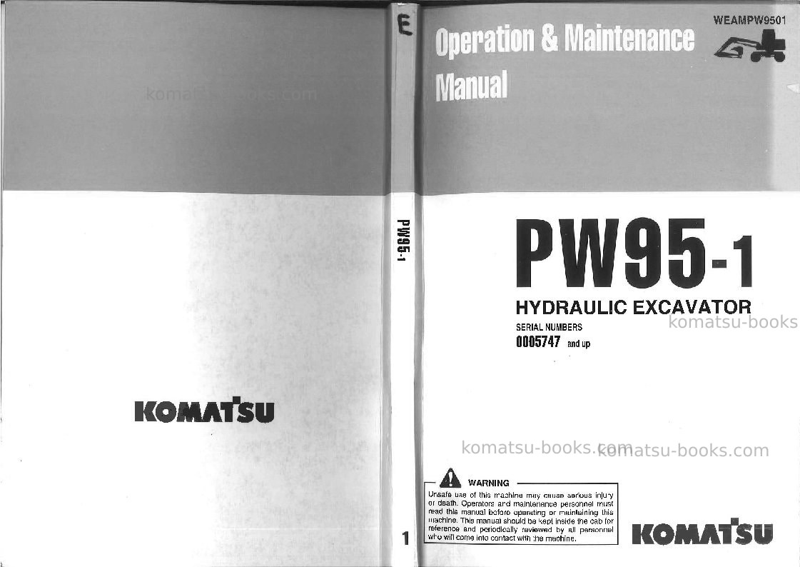Komatsu pw95-1ita Operation manual cover