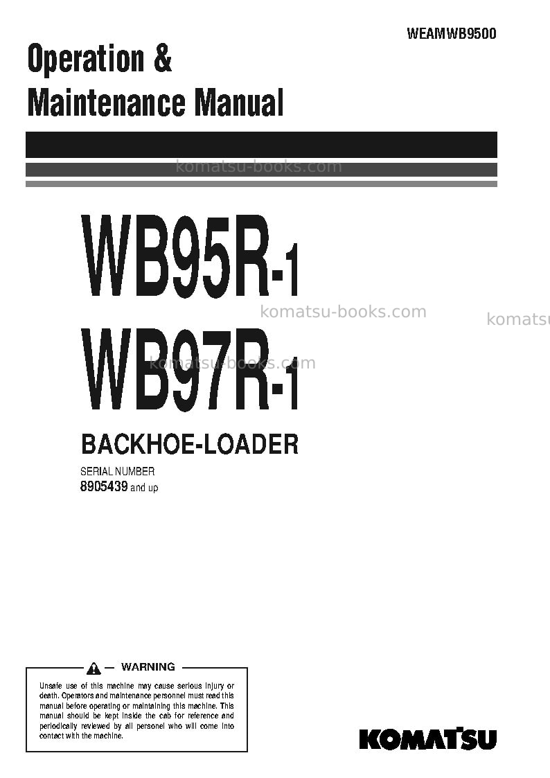 Komatsu wb97r-1ita Operation manual cover Komatsu wb97r-1ita Operation manual cover
