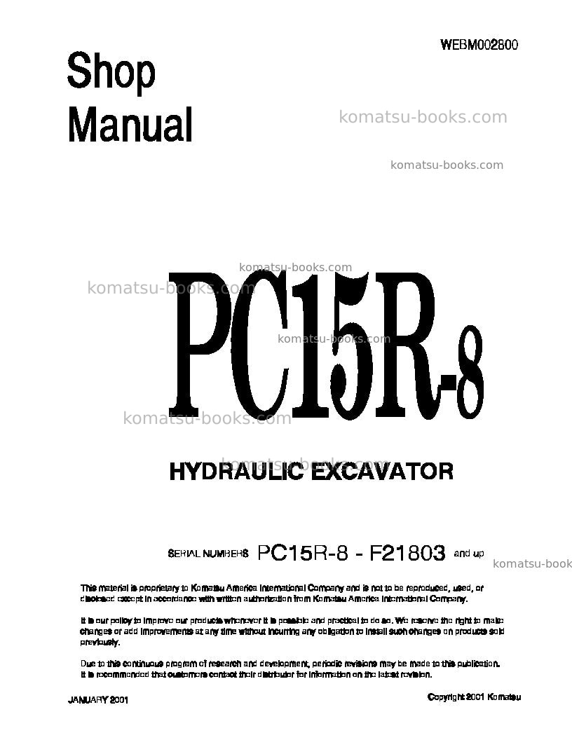 Komatsu pc15r-8ita Repair & maintenance cover