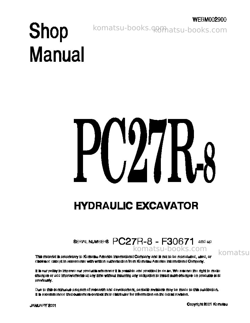 Komatsu pc27r-8jpn Repair & maintenance cover Komatsu pc27r-8jpn Repair & maintenance cover