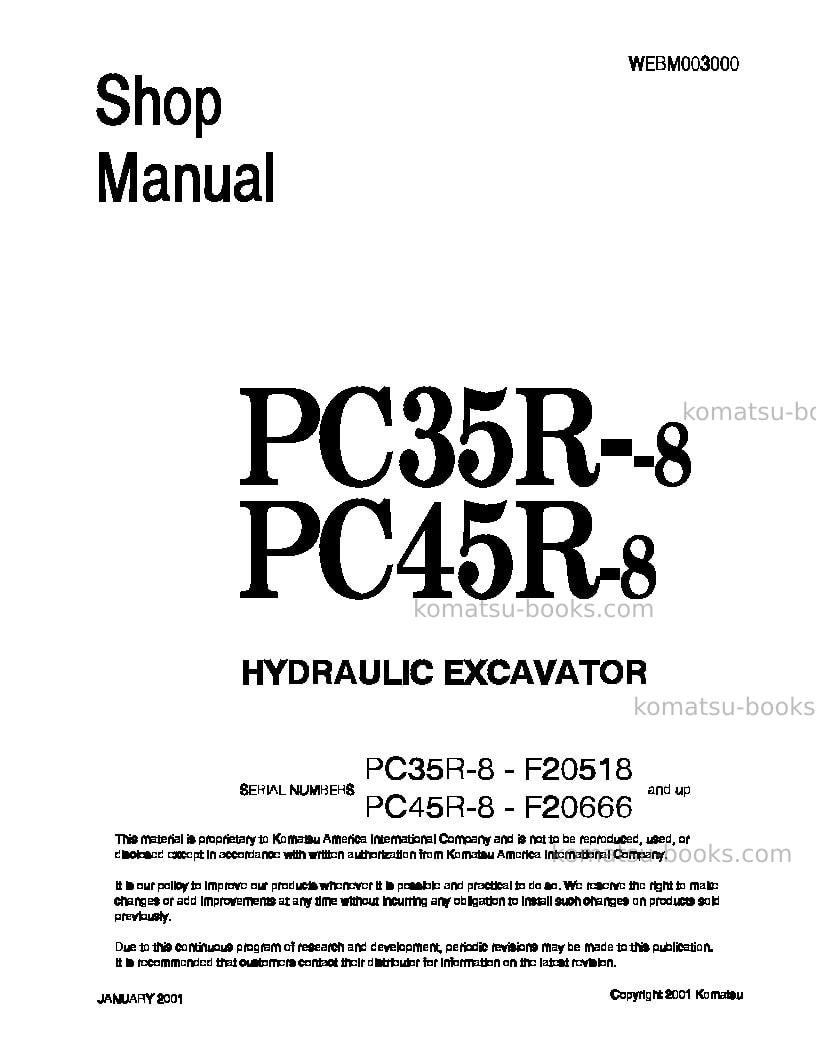 Komatsu pc35r-8jpn Repair & maintenance cover Komatsu pc35r-8jpn Repair & maintenance cover