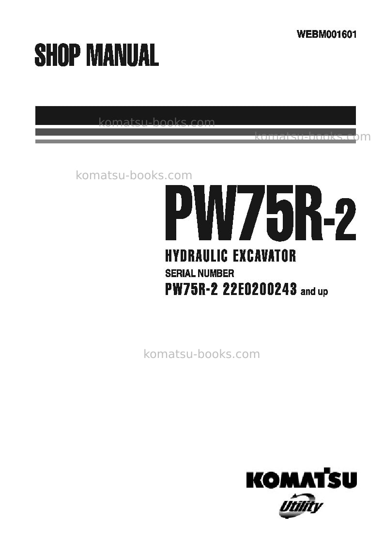 Komatsu pw75r-2ita Repair & maintenance cover Komatsu pw75r-2ita Repair & maintenance cover