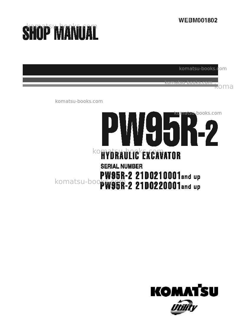Komatsu pw95r-2ita Repair & maintenance cover Komatsu pw95r-2ita Repair & maintenance cover