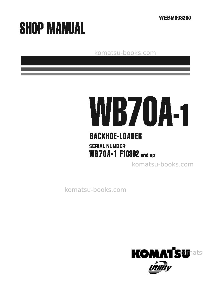 Komatsu wb70a-1ita Repair & maintenance cover