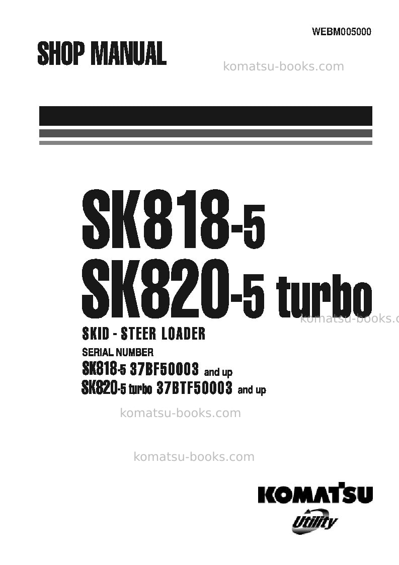 Komatsu sk818-5ita Repair & maintenance cover Komatsu sk818-5ita Repair & maintenance cover