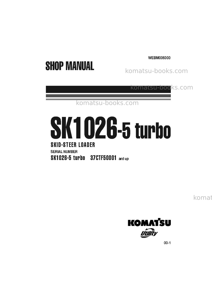 Komatsu sk1026-5ita Repair & maintenance cover