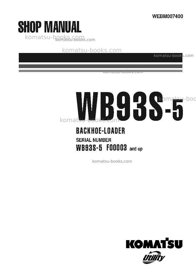 Komatsu wb93s-5ita Repair & maintenance cover