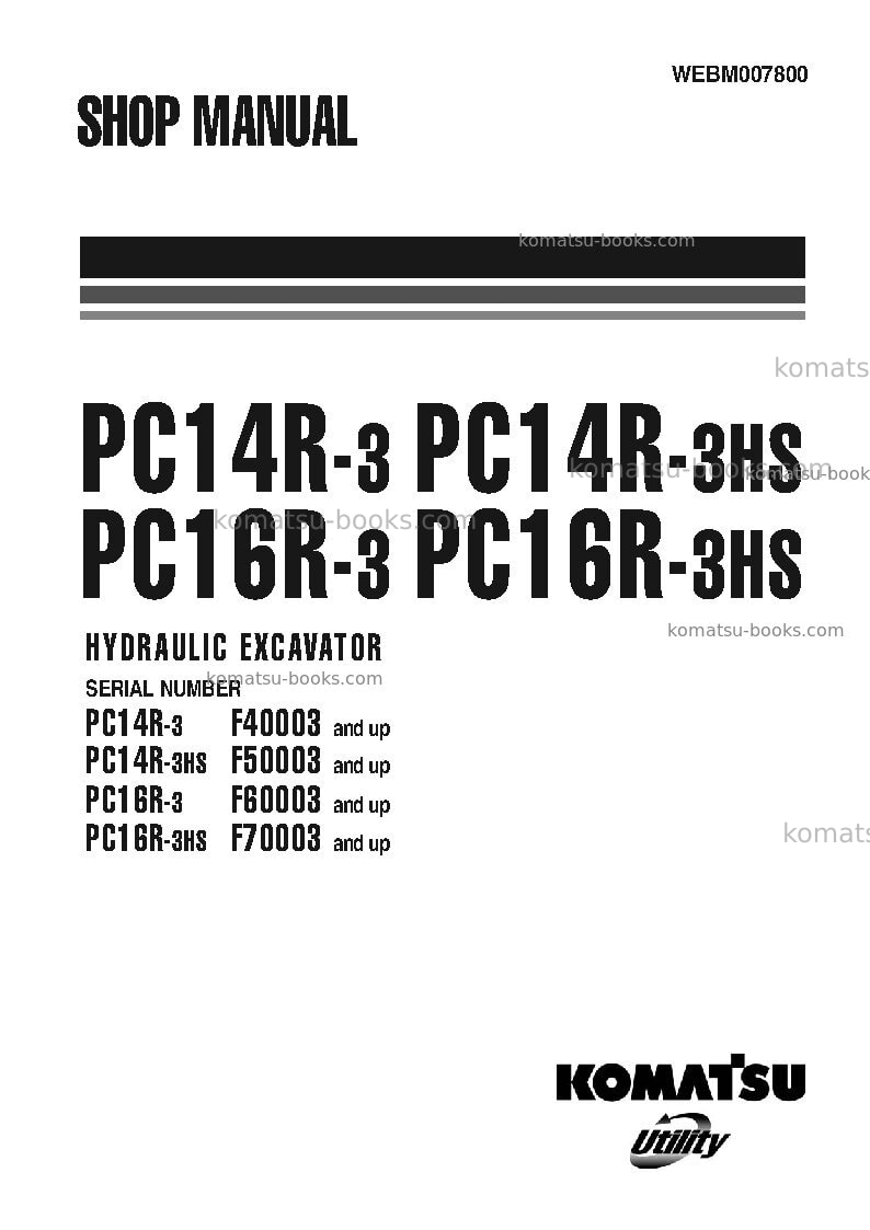 Komatsu pc16r-3ita Repair & maintenance cover Komatsu pc16r-3ita Repair & maintenance cover