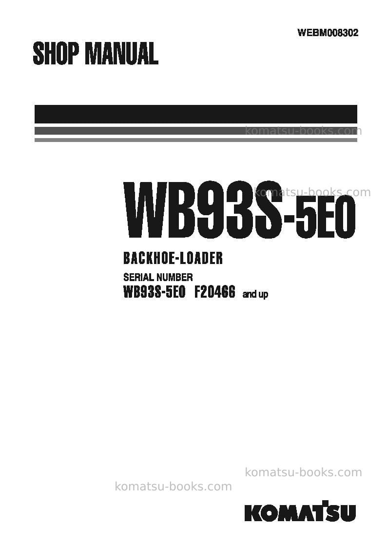 Komatsu wb93s-5ita-tier 3 Repair & maintenance cover