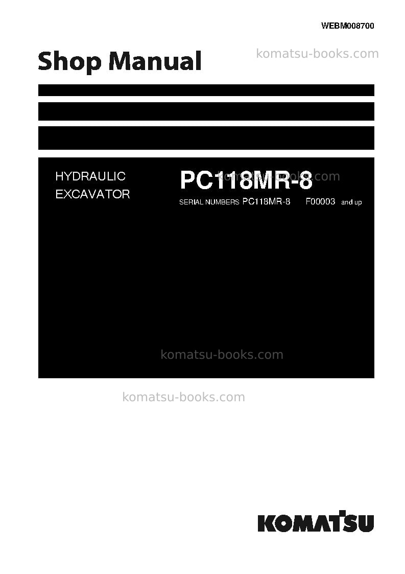 Komatsu pc118mr-8ita Repair & maintenance cover