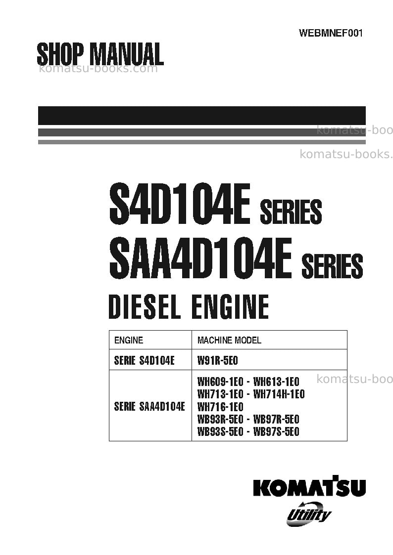 Komatsu saa4d104e-1ita-engine Repair & maintenance cover Komatsu saa4d104e-1ita-engine Repair & maintenance cover