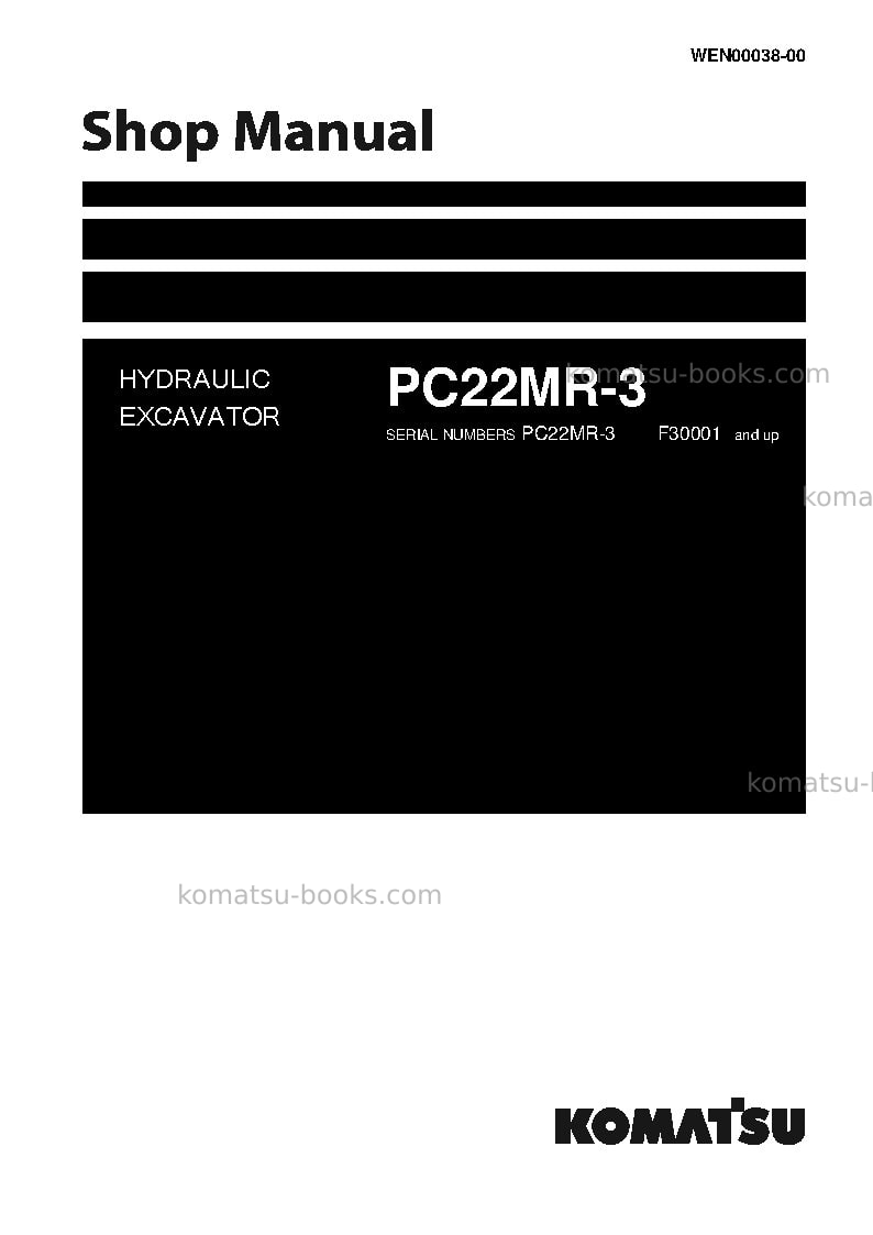 Komatsu pc22mr-3ita Repair & maintenance cover Komatsu pc22mr-3ita Repair & maintenance cover