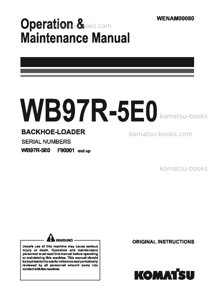 Komatsu wb97r-5ita-tier 3 Operation manual cover