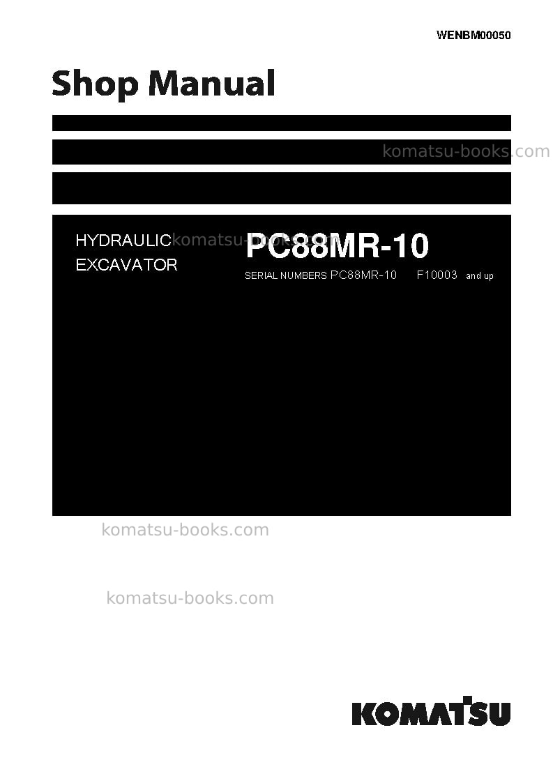 Komatsu pc88mr-10ita Repair & maintenance cover