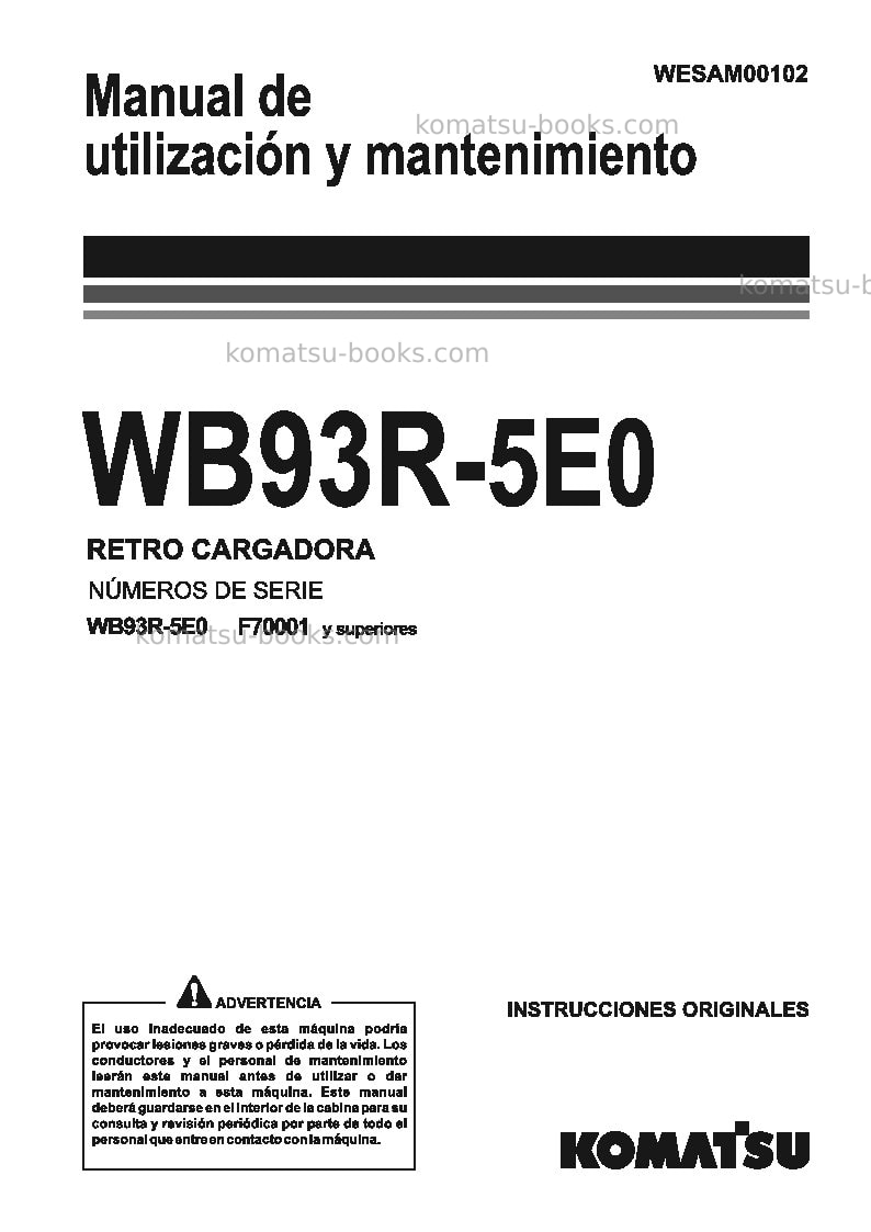 Komatsu wb93r-5ita-tier 3 Manual de operación cover