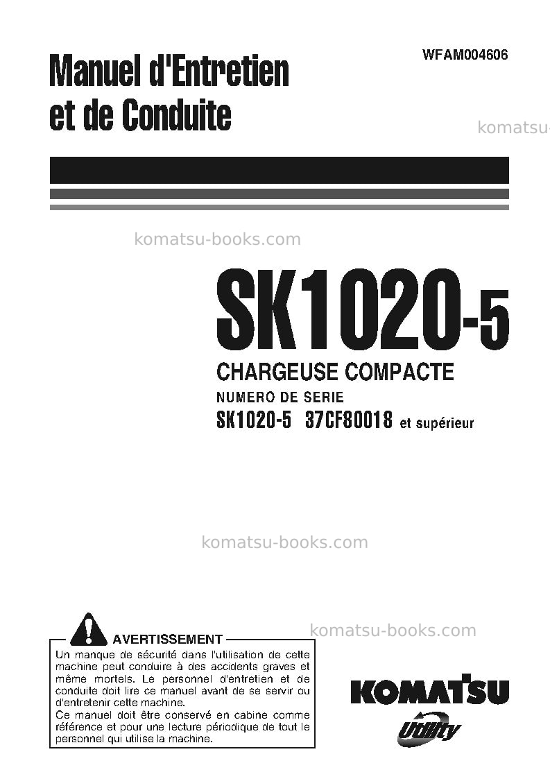 Komatsu sk1020-5ita Manuel d'utilisation couverture Komatsu sk1020-5ita Manuel d'utilisation couverture