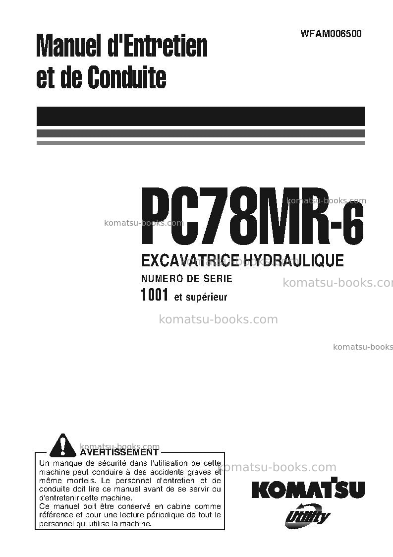 Komatsu pc78mr-6jpn Manuel d'utilisation couverture Komatsu pc78mr-6jpn Manuel d'utilisation couverture