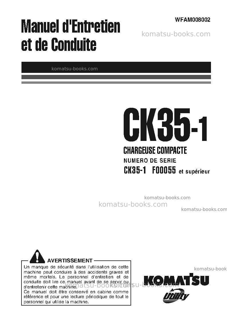 Komatsu ck35-1ita Manuel d'utilisation couverture Komatsu ck35-1ita Manuel d'utilisation couverture