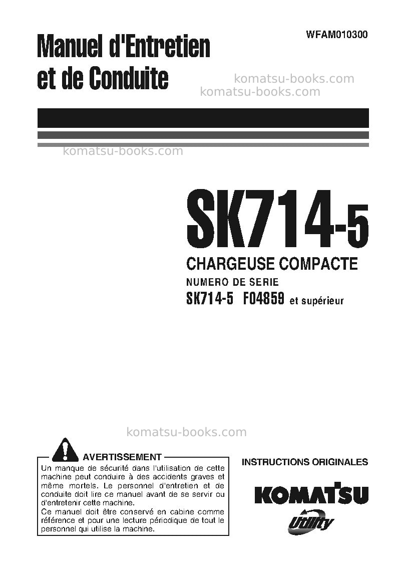 Komatsu sk714-5ita-/ Manuel d'utilisation couverture