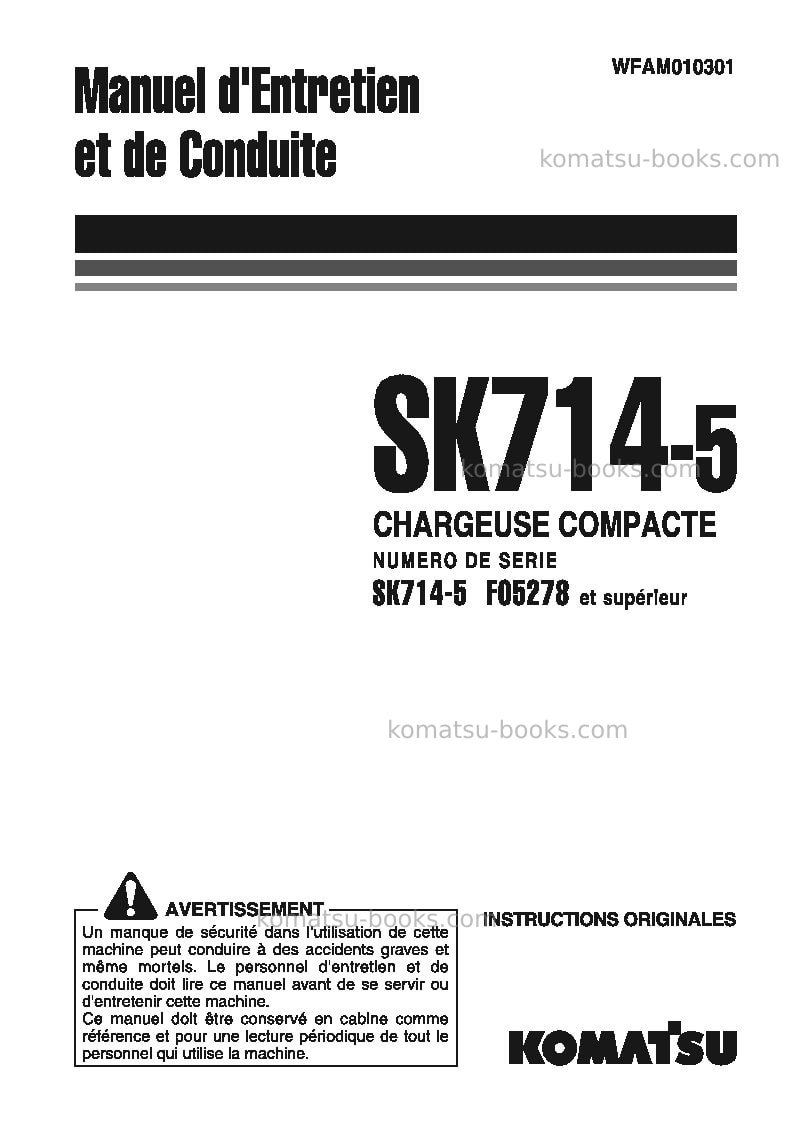 Komatsu sk714-5ita-/ Manuel d'utilisation couverture Komatsu sk714-5ita-/ Manuel d'utilisation couverture