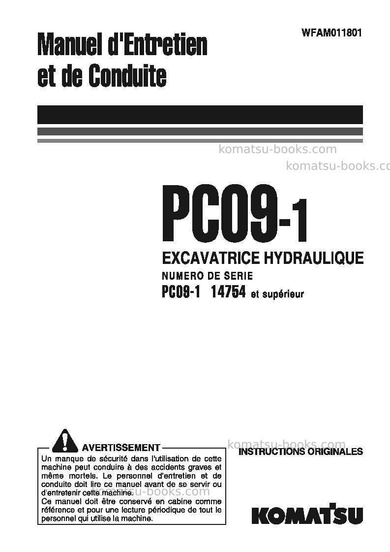 Komatsu pc09-1ita Manuel d'utilisation couverture
