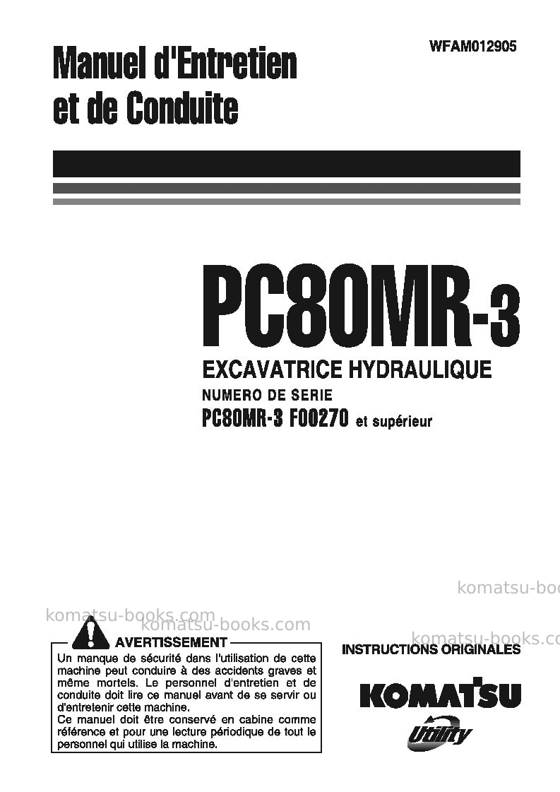 Komatsu pc80mr-3ita Manuel d'utilisation couverture
