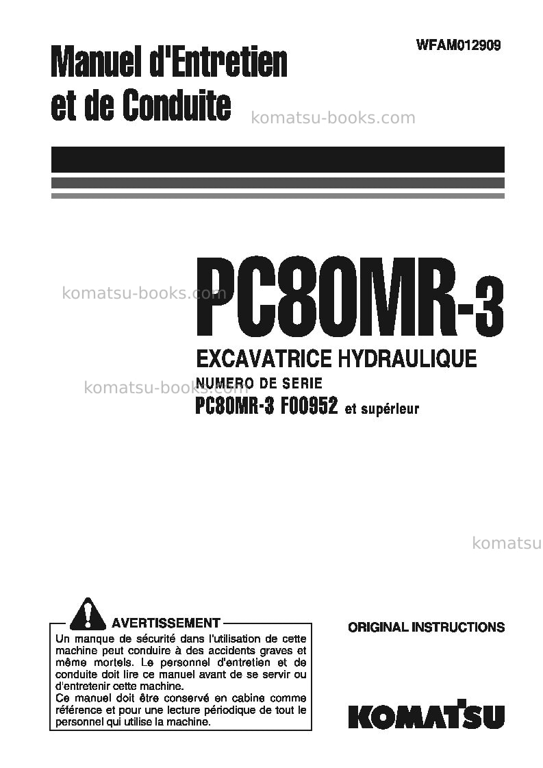 Komatsu pc80mr-3ita Manuel d'utilisation couverture