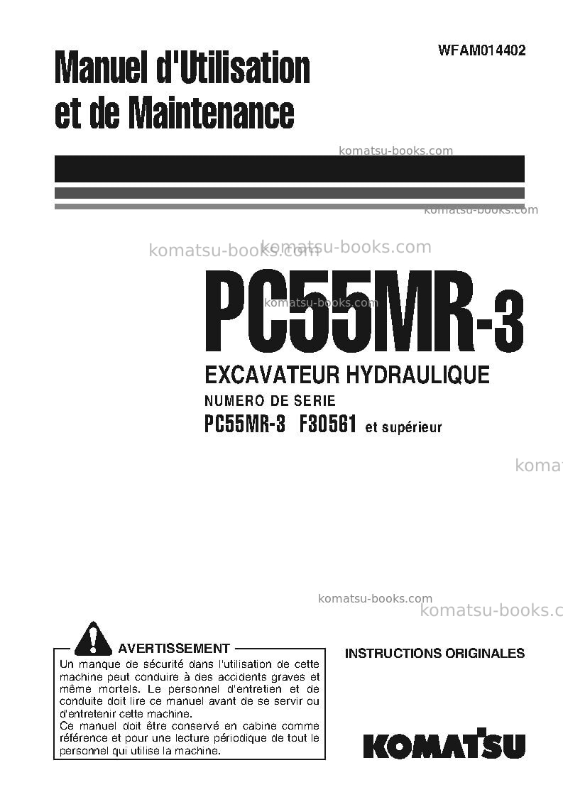 Komatsu pc55mr-3ita Manuel d'utilisation couverture