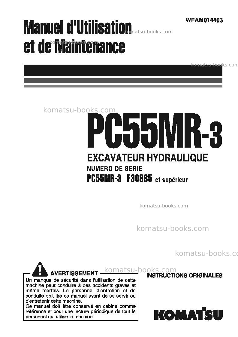 Komatsu pc55mr-3ita Manuel d'utilisation couverture